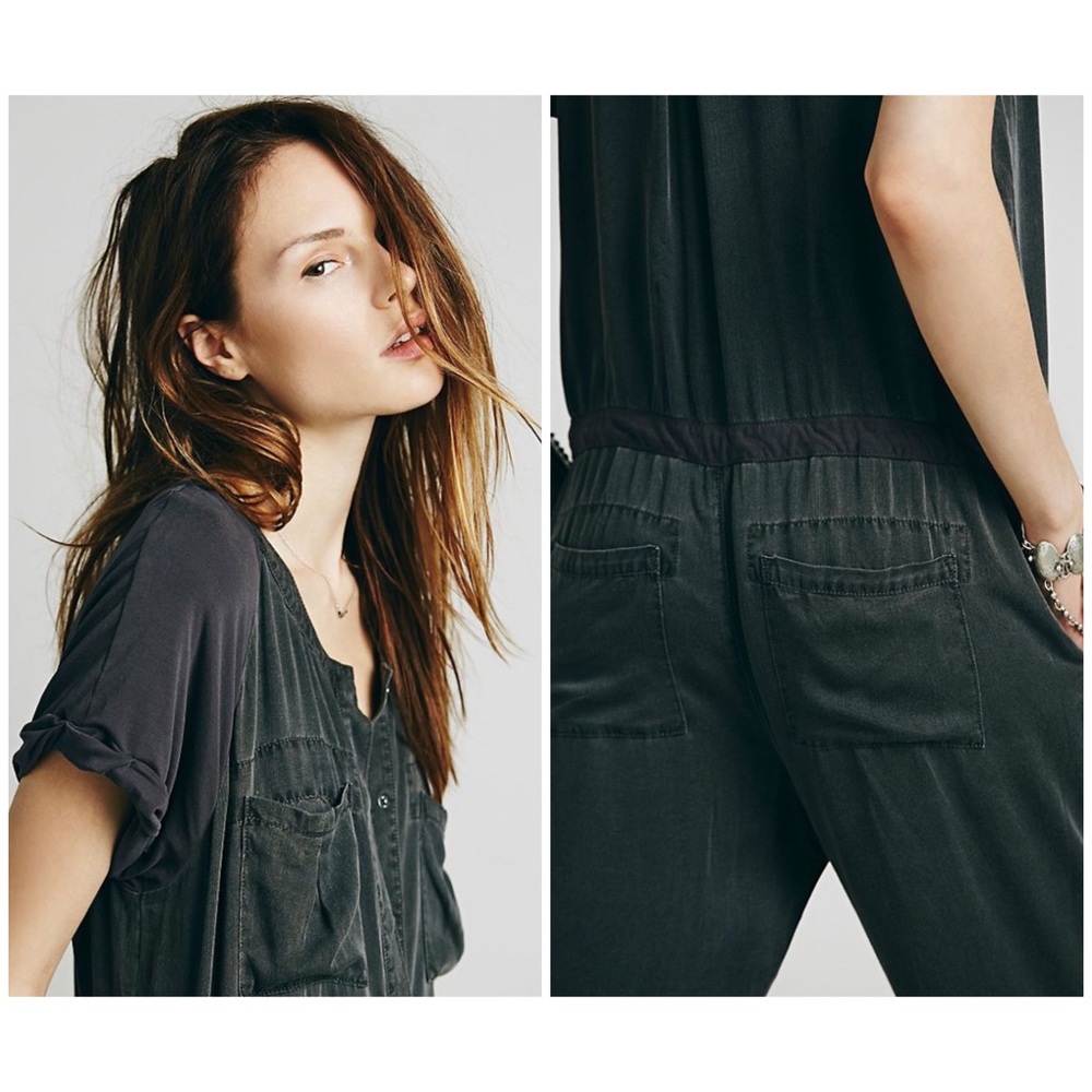 FREE PEOPLE Utility Jumpsuit in Washed Black NWT, Size Medium - Picture 3 of 10